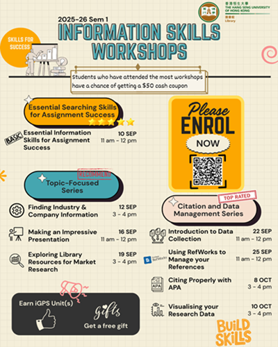 Information Skills Workshops (Semester 1, AY25-26)
